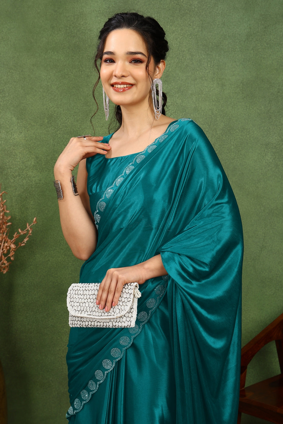 Fancy Embellishment Lycra Saree