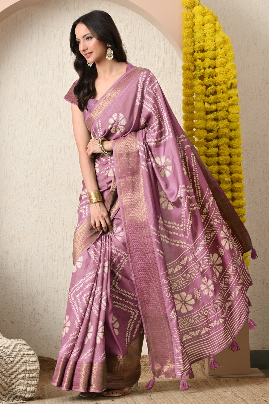 Premium Cotton Silk Block Print Saree with unstitched Blouse Piece