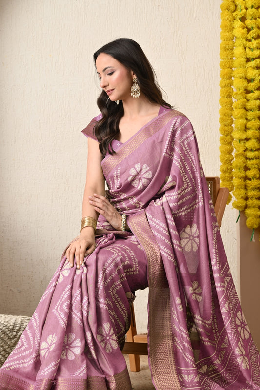 Premium Cotton Silk Block Print Saree with unstitched Blouse Piece
