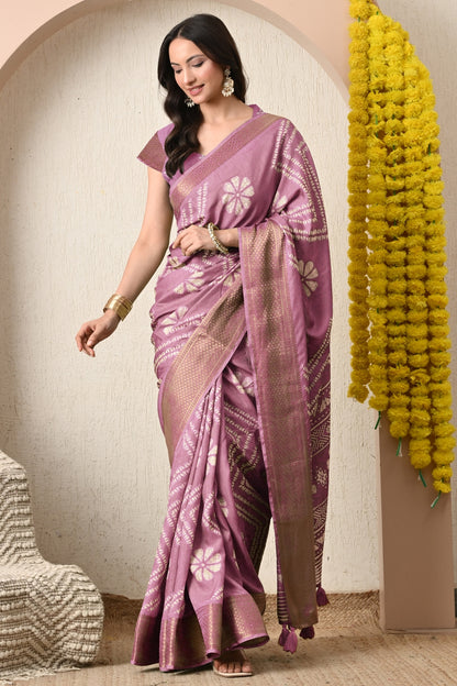 Premium Cotton Silk Block Print Saree with unstitched Blouse Piece