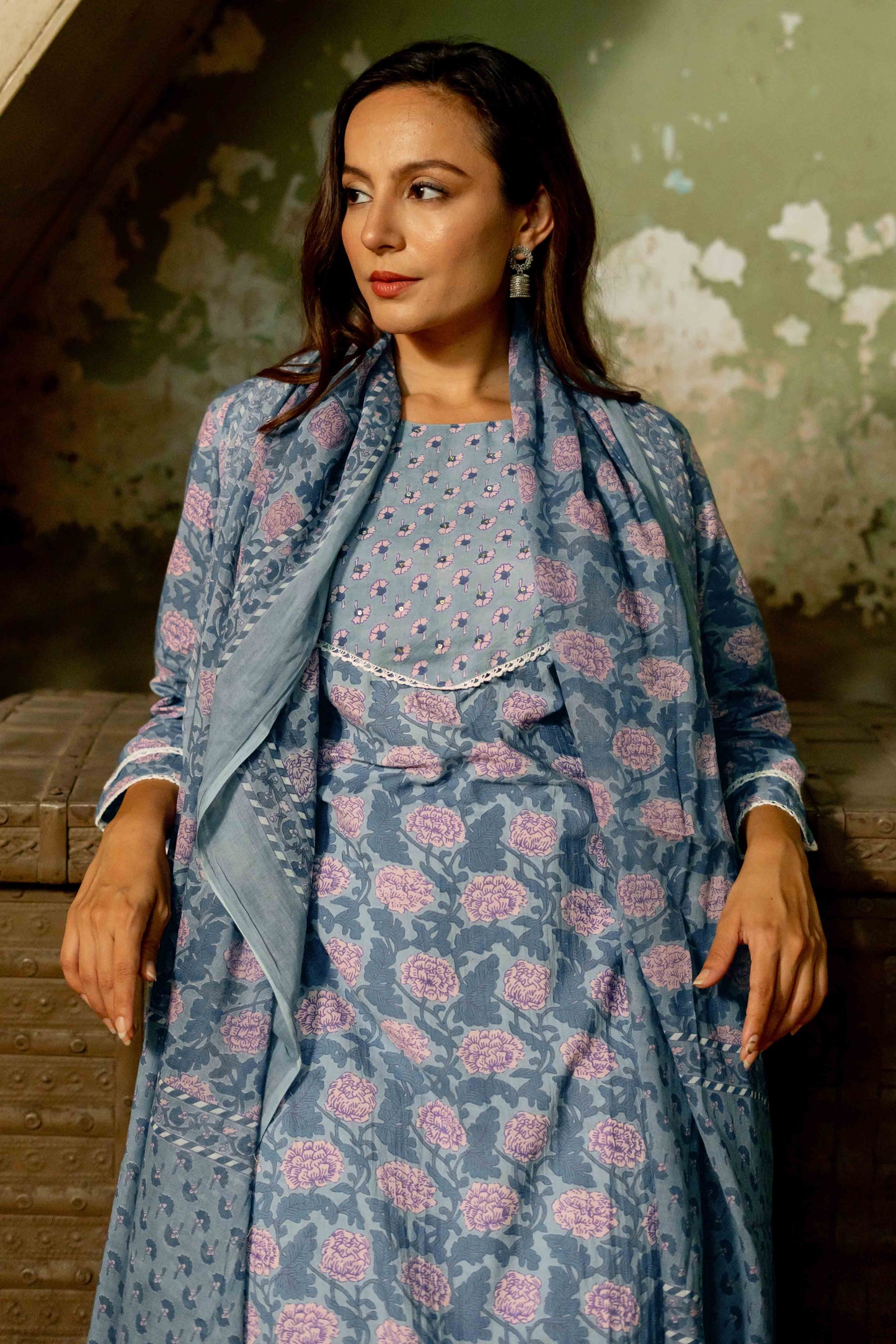 Trendy Women Pure Cotton Block Print Kurta Set