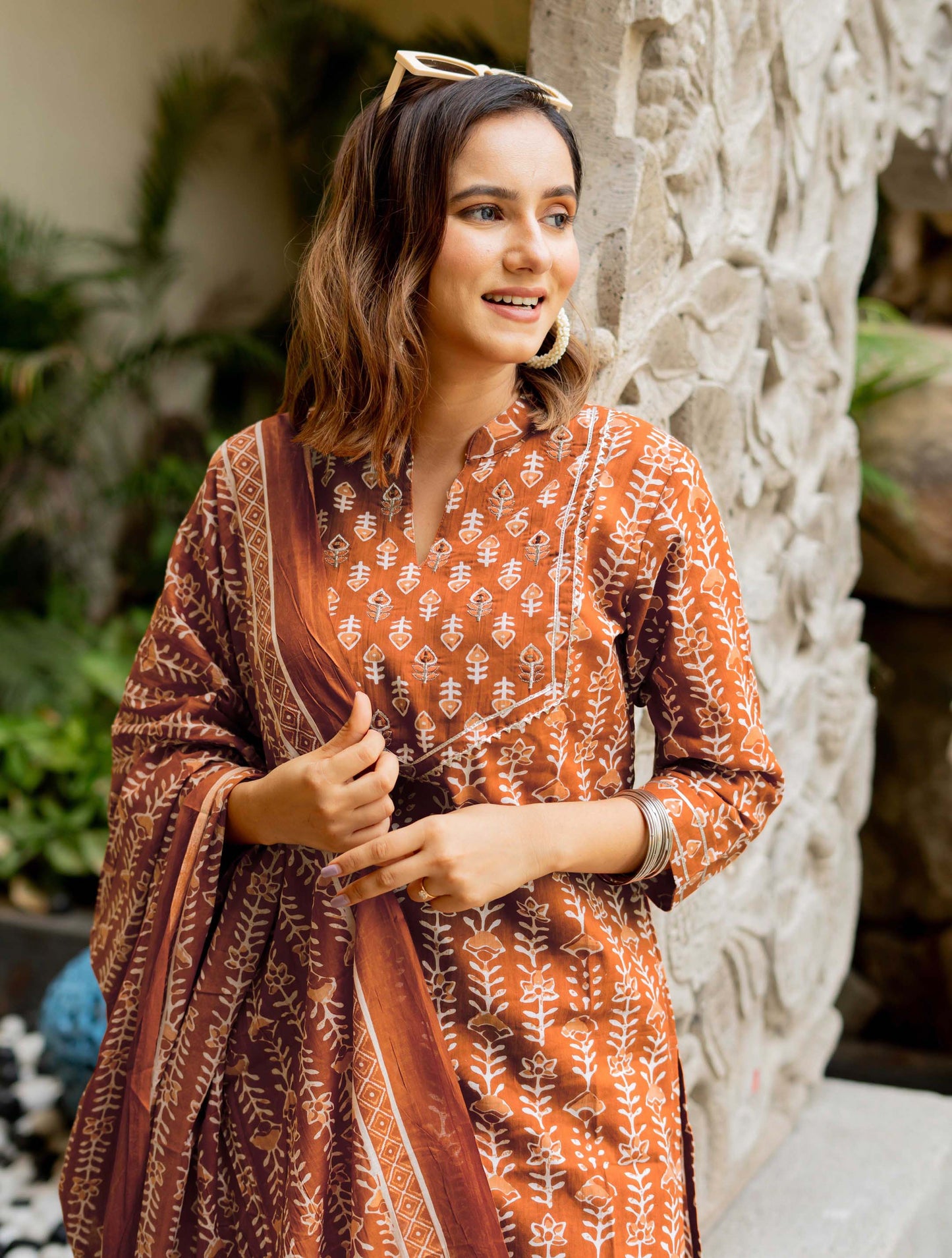 Naturally Orange Soft Cotton Kurta Set