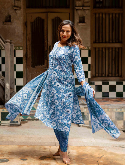 Cotton Floral Print Kurta Set