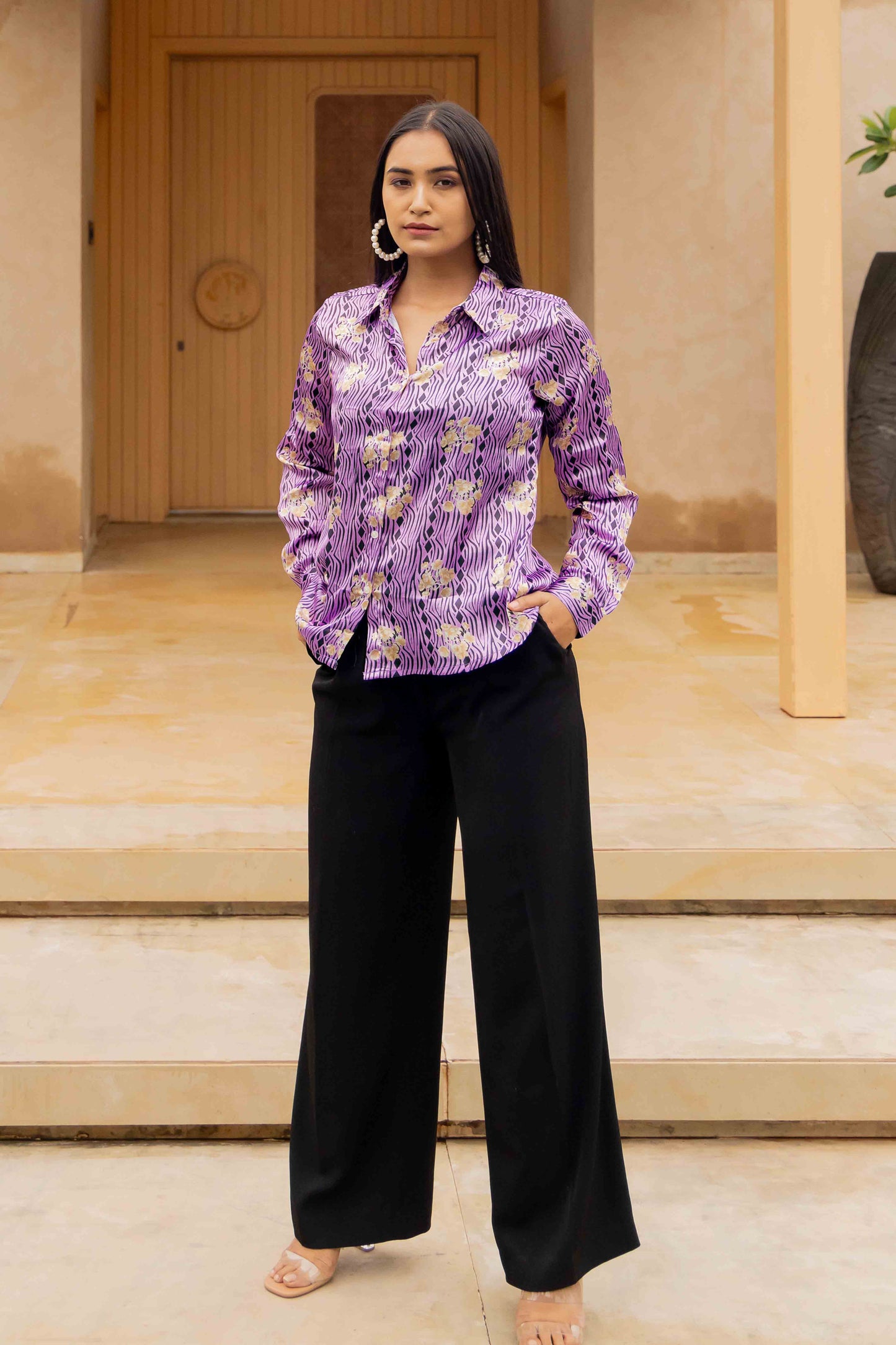 Vibrant Purple Satin Shirt