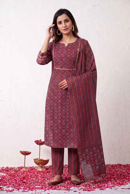 Royal Ajrakh Elegance – Sequin & Gotta Patti Kurta Set