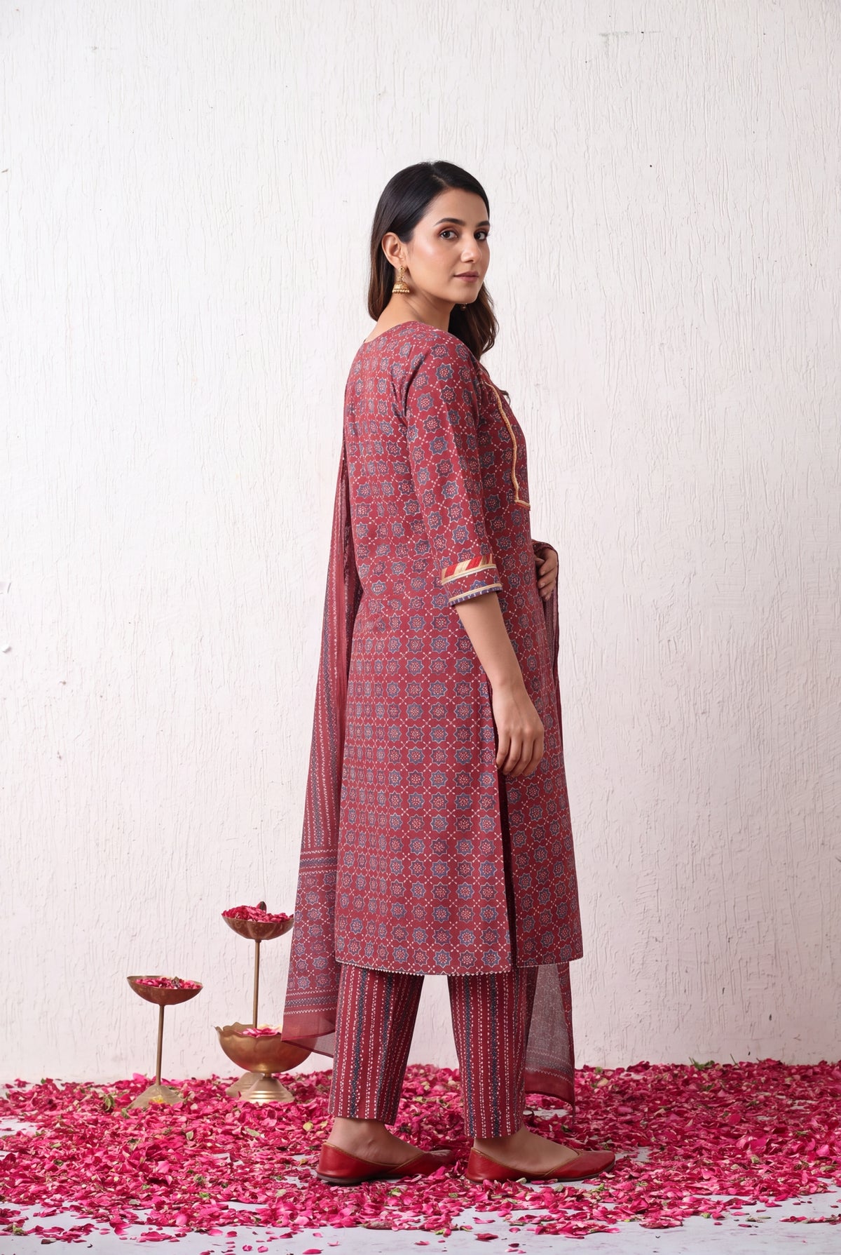 Royal Ajrakh Elegance – Sequin & Gotta Patti Kurta Set