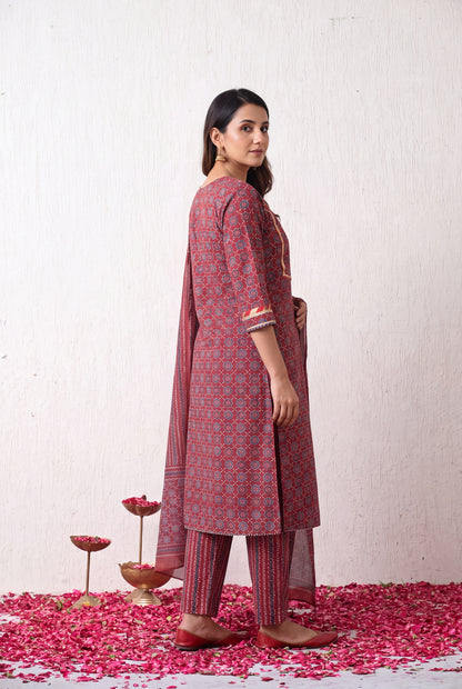 Royal Ajrakh Elegance – Sequin & Gotta Patti Kurta Set