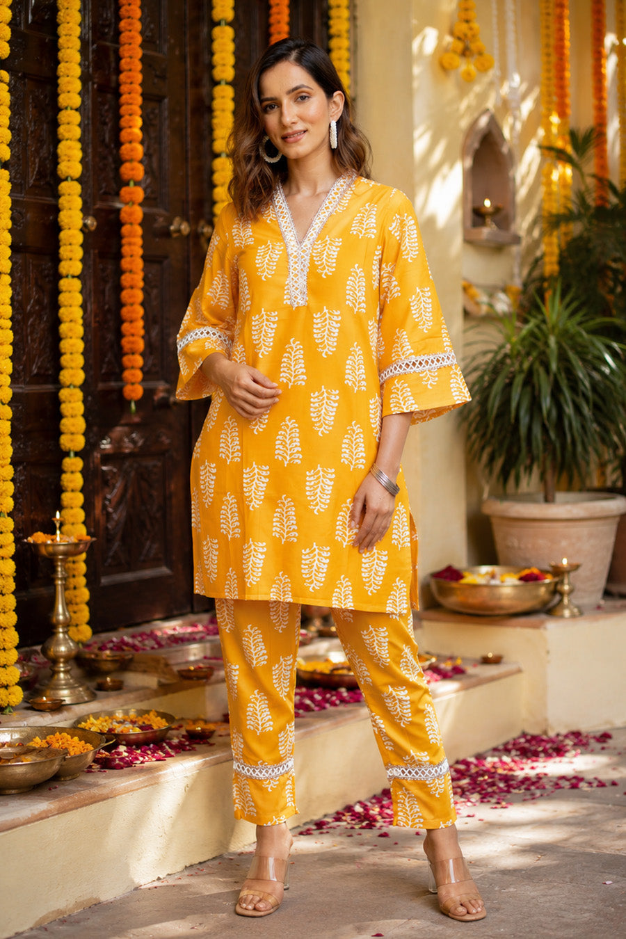 Elegant Cotton Blend Block Printed Co-Ord Set