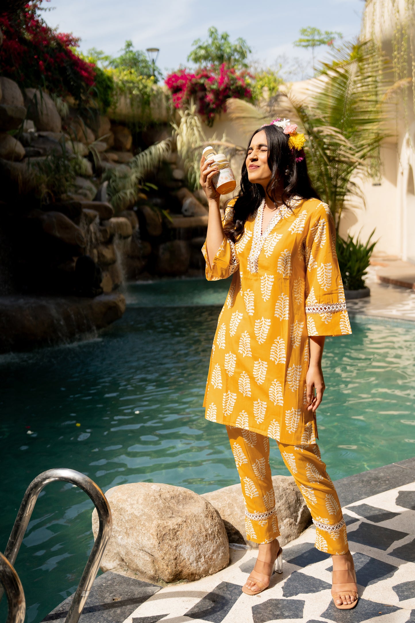 Elegant Cotton Blend Block Printed Co-Ord Set
