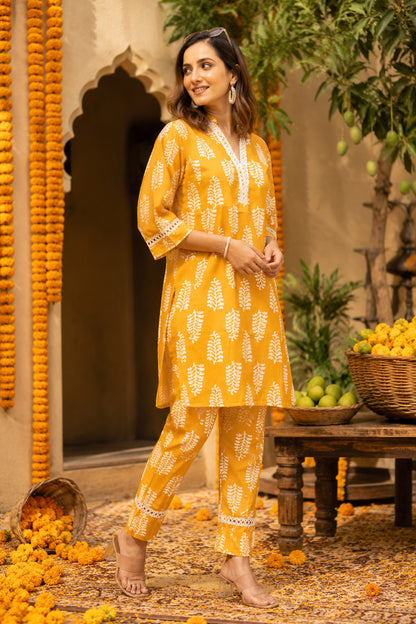 Elegant Cotton Blend Block Printed Co-Ord Set