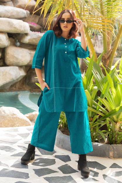 Women's Elegant Pure Cotton Thread Embroidery Co-Ord Set