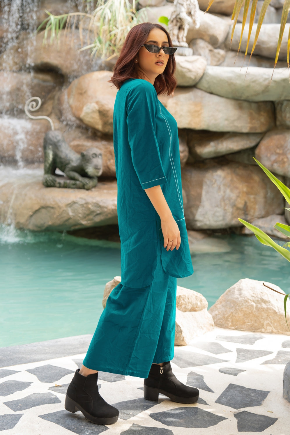 Women's Elegant Pure Cotton Thread Embroidery Co-Ord Set