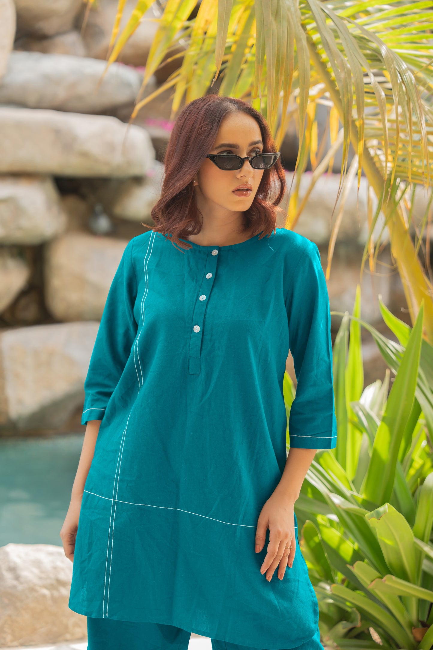 Women's Elegant Pure Cotton Thread Embroidery Co-Ord Set