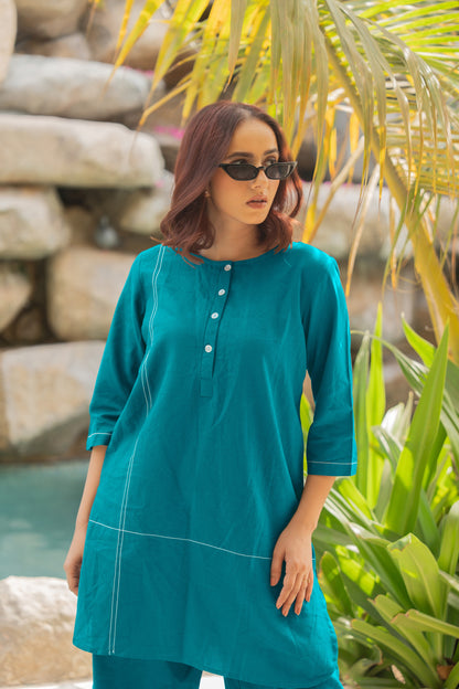 Women's Elegant Pure Cotton Thread Embroidery Co-Ord Set