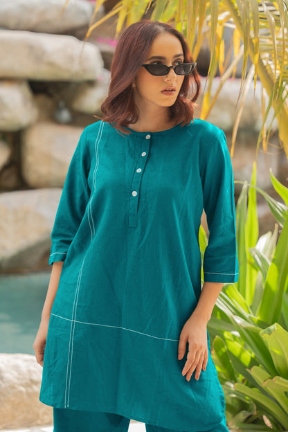 Women's Elegant Pure Cotton Thread Embroidery Co-Ord Set