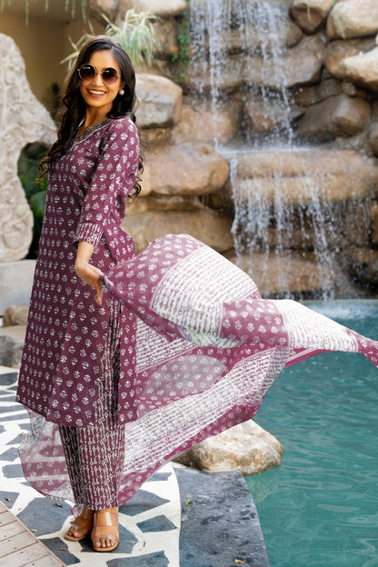 Cotton Batik Print Kurta Set with dupatta