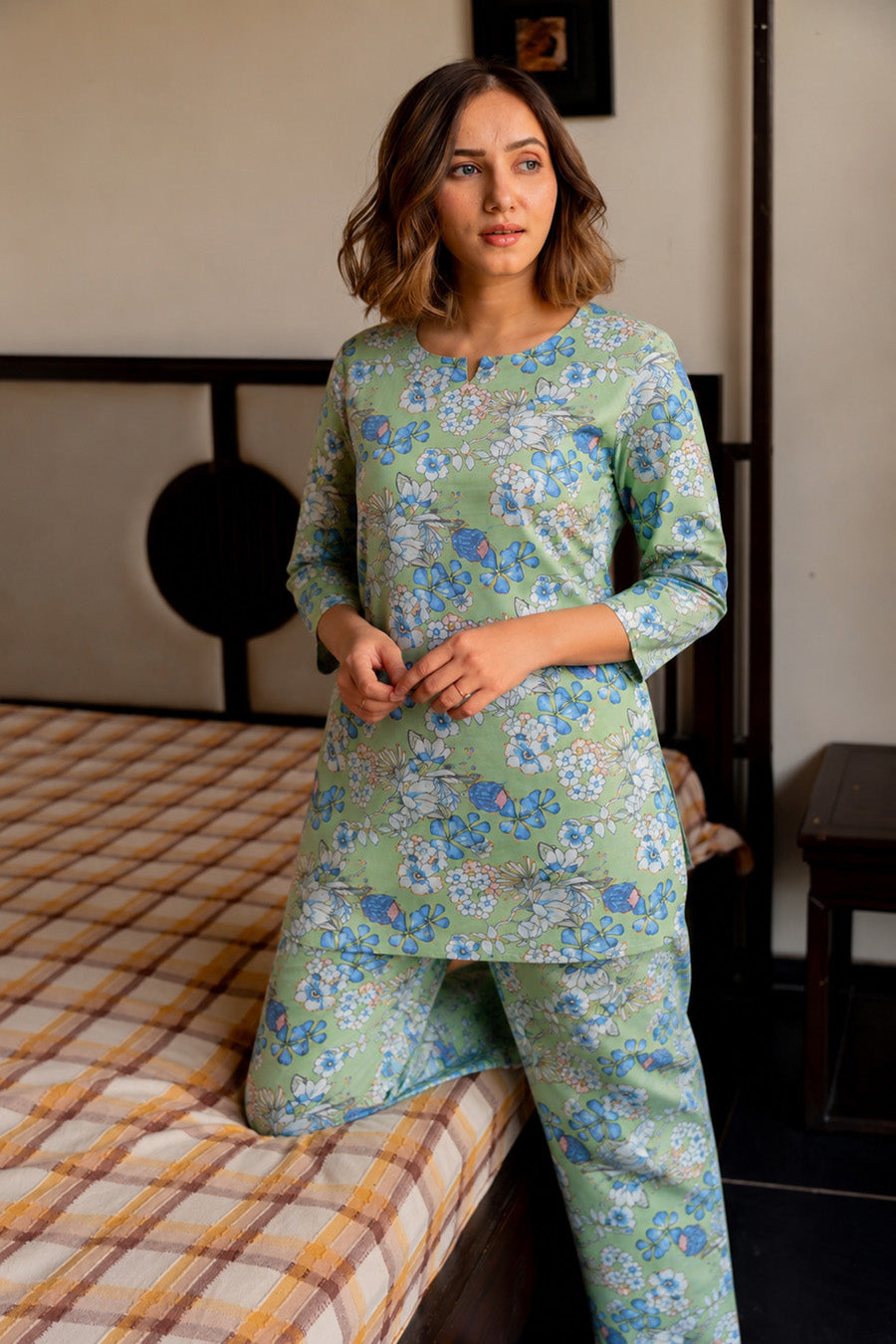 Trendy Floral Printed Lounge Night Suit Set