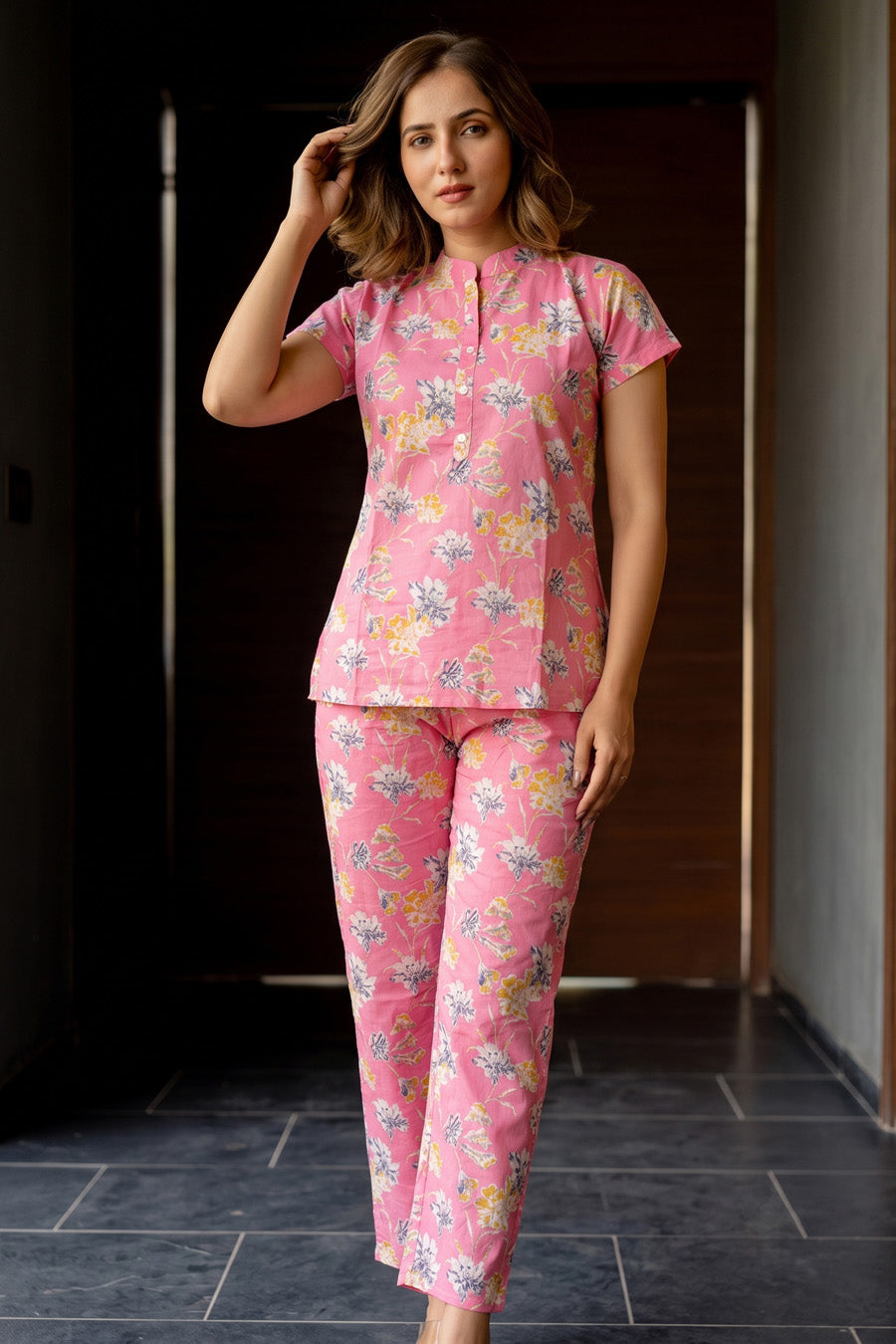 Floral Printed cotton Night Suit