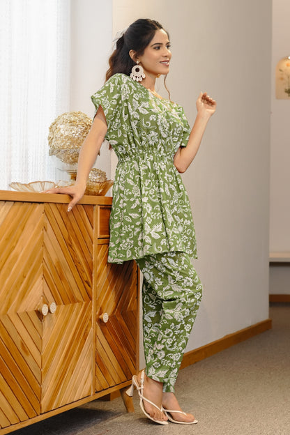 Tropical Floral Print Pure Cotton Co-Ord Set