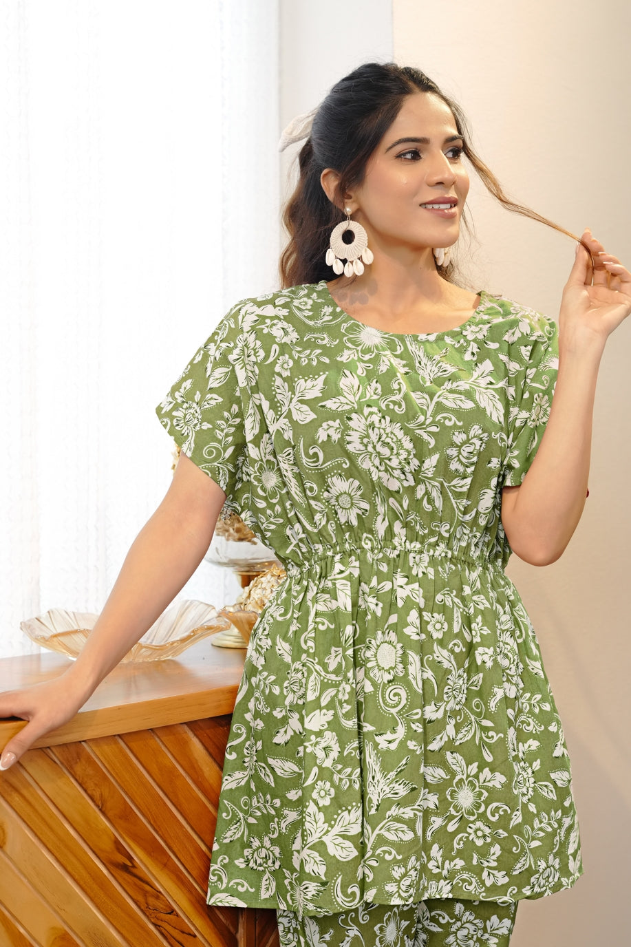 Tropical Floral Print Pure Cotton Co-Ord Set