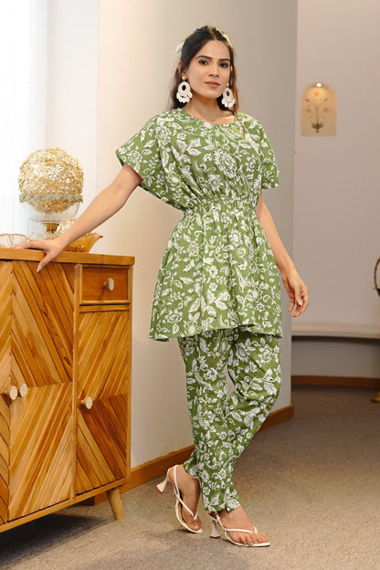 Tropical Floral Print Pure Cotton Co-Ord Set