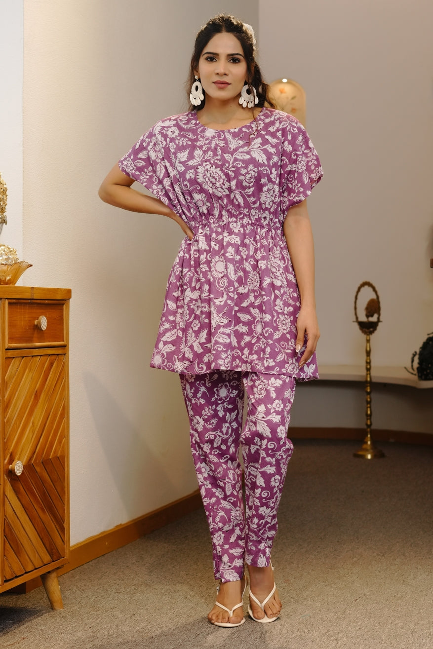 Tropical Floral Print Pure Cotton Co-Ord Set