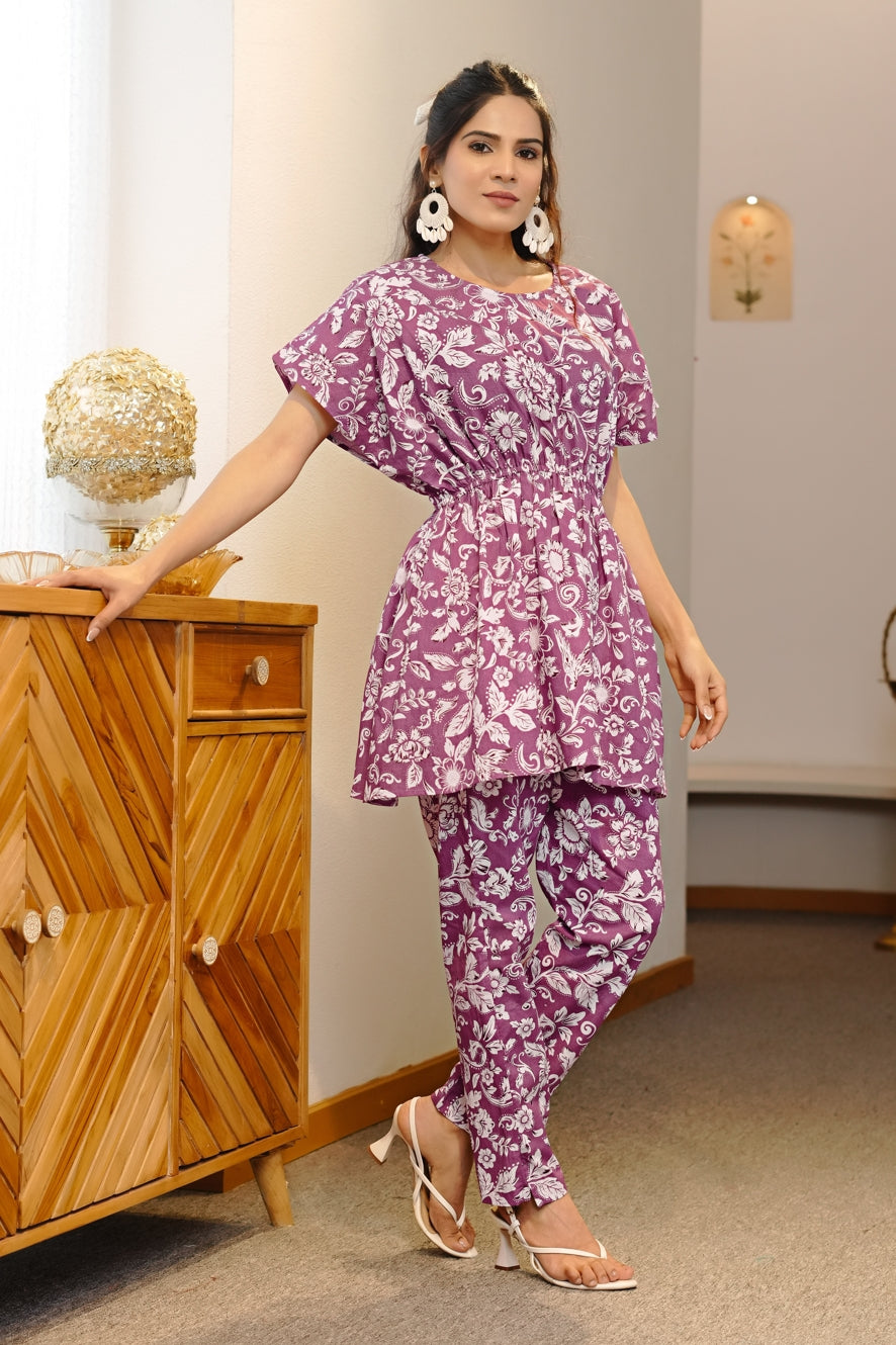 Tropical Floral Print Pure Cotton Co-Ord Set