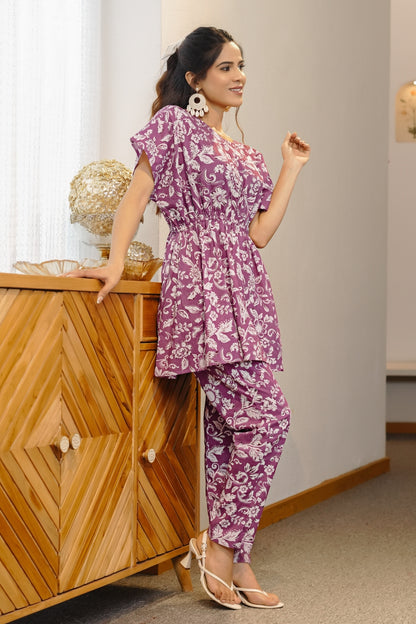 Tropical Floral Print Pure Cotton Co-Ord Set