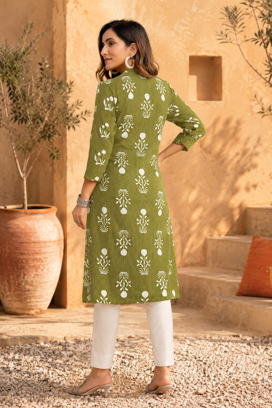 Latest Kantha Work and Floral Print Cotton Kurta
