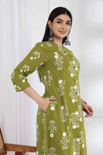 Latest Kantha Work and Floral Print Cotton Kurta