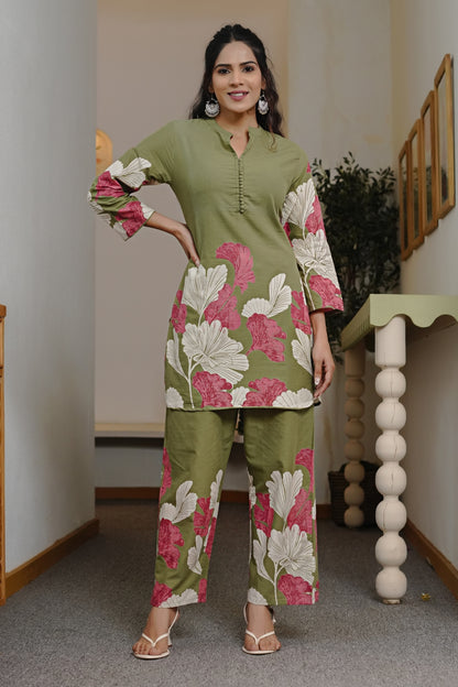 Beautiful Floral Printed Cotton Co-Ords Set