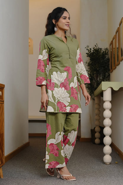 Beautiful Floral Printed Cotton Co-Ords Set