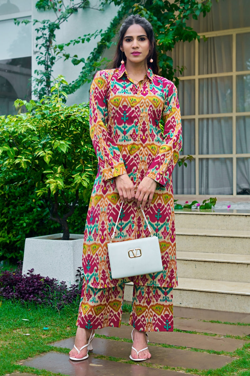 Dreamy Ikkat Printed Cotton Co-Ords