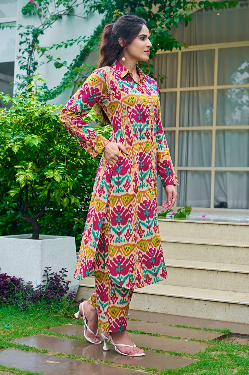 Dreamy Ikkat Printed Cotton Co-Ords