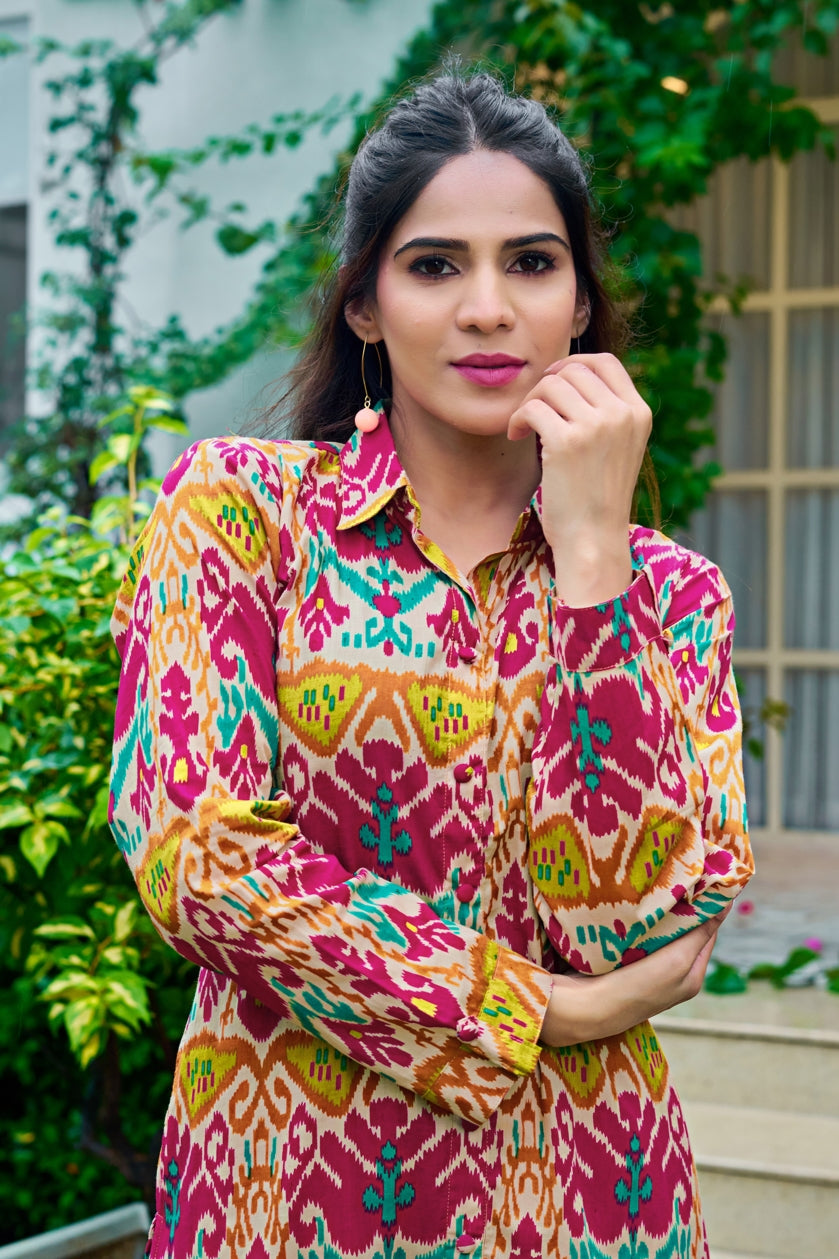 Dreamy Ikkat Printed Cotton Co-Ords