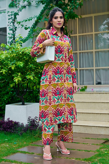Dreamy Ikkat Printed Cotton Co-Ords