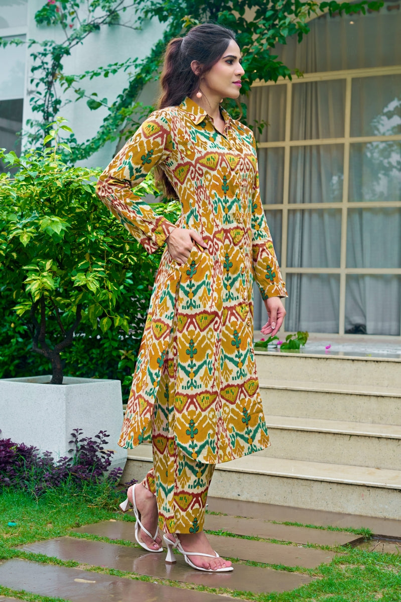 Dreamy Ikkat Printed Cotton Co-Ords