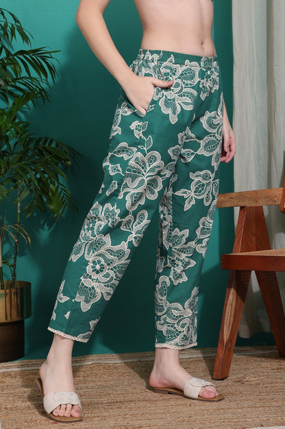 Trendy Floral Print Cotton Blend Co-Ord Set