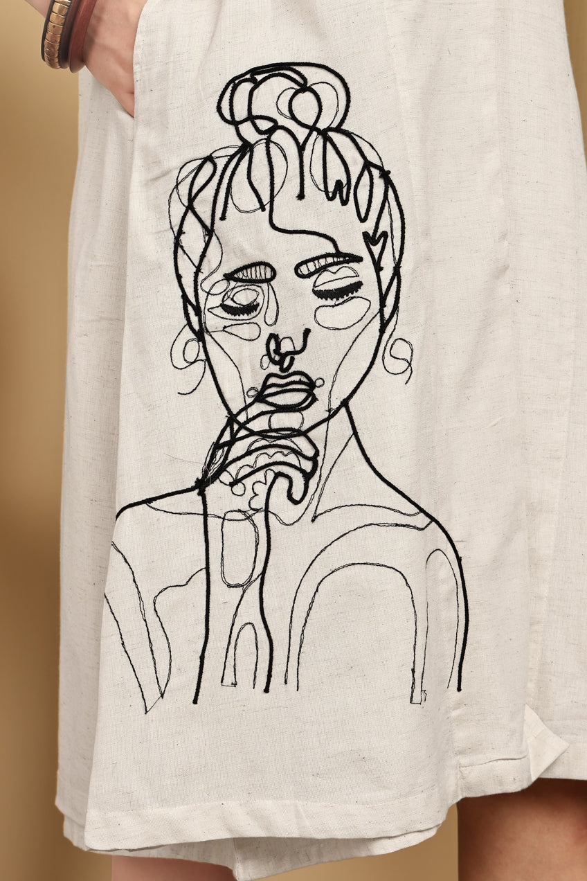 Flawless Hand Embroidery Soft Cotton Dress With Spaghetti