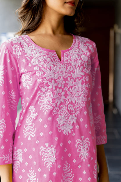 Women's Embroidered Work Solid Straight Kurta With Plazzo Set