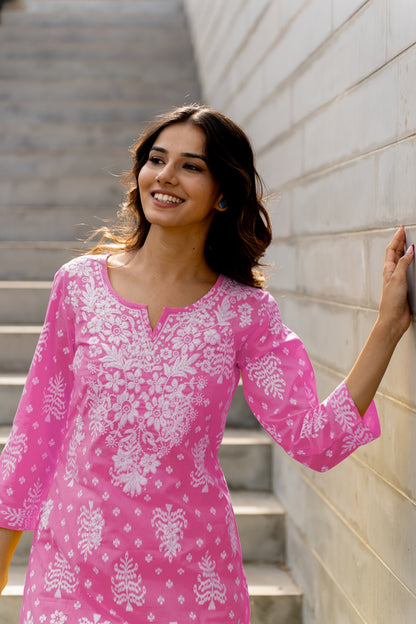 Women's Embroidered Work Solid Straight Kurta With Plazzo Set