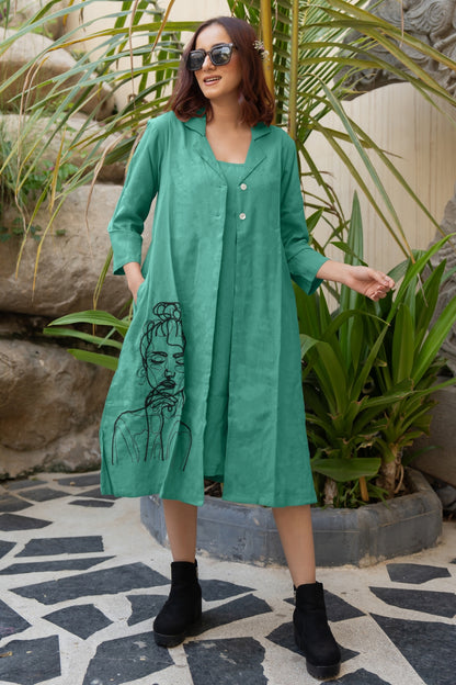 Flawless Hand Embroidery Soft Cotton Dress With Spaghetti