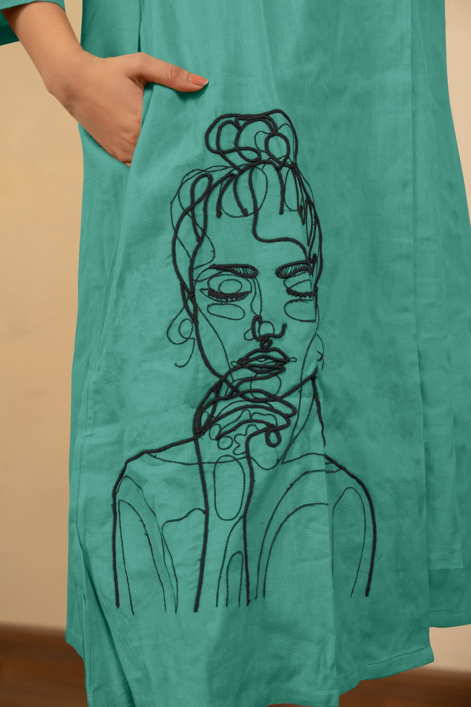 Flawless Hand Embroidery Soft Cotton Dress With Spaghetti