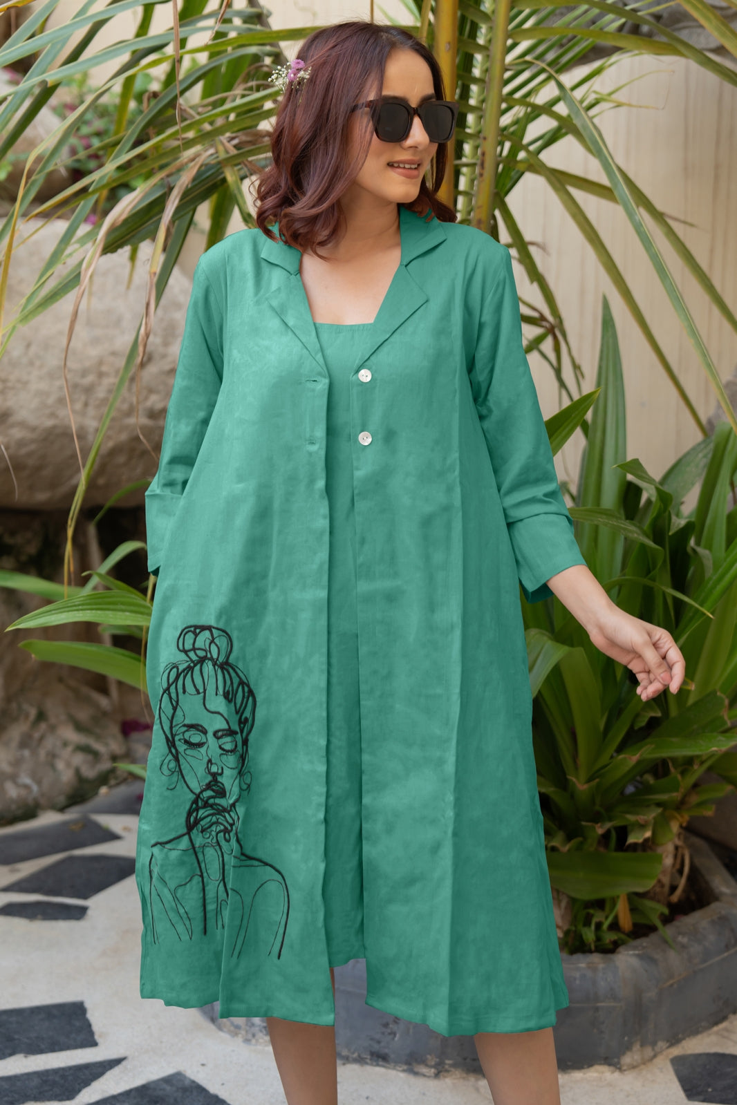 Flawless Hand Embroidery Soft Cotton Dress With Spaghetti