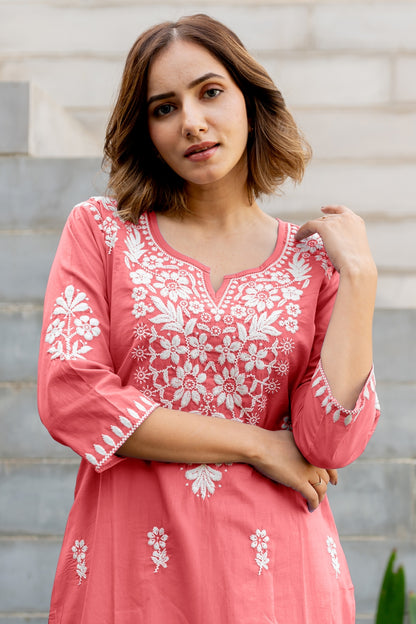 Women's Embroidered Work Kurta With Plazzo Set