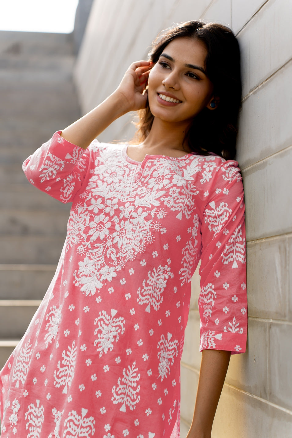 Women's Embroidered Work Solid Straight Kurta With Plazzo Set