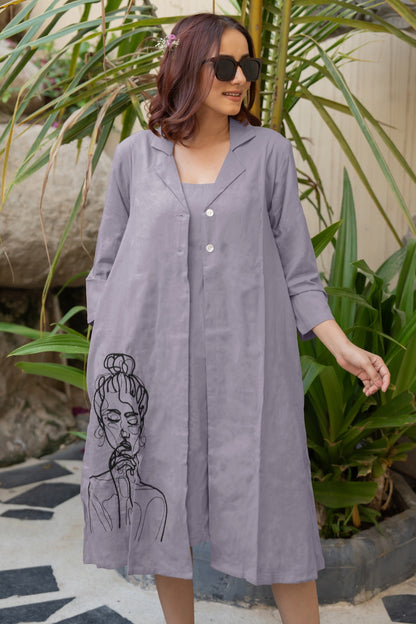 Flawless Hand Embroidery Soft Cotton Dress With Spaghetti