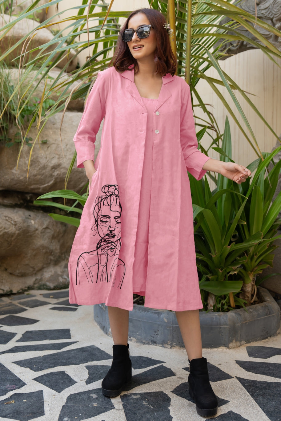 Flawless Hand Embroidery Soft Cotton Dress With Spaghetti