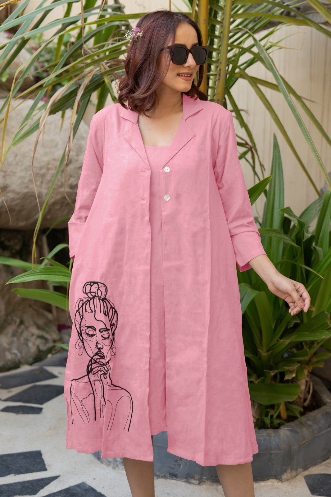 Flawless Hand Embroidery Soft Cotton Dress With Spaghetti