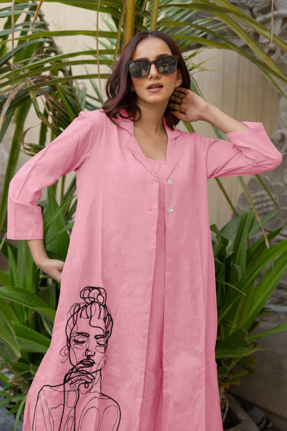 Flawless Hand Embroidery Soft Cotton Dress With Spaghetti